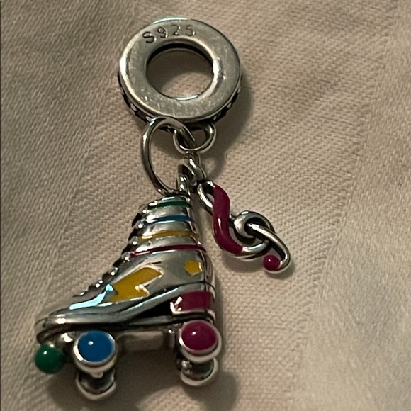 Pandora 925 Sterling Silver Colorful Roller Skate Charm Pendant with Music Note - Picture 5 of 15